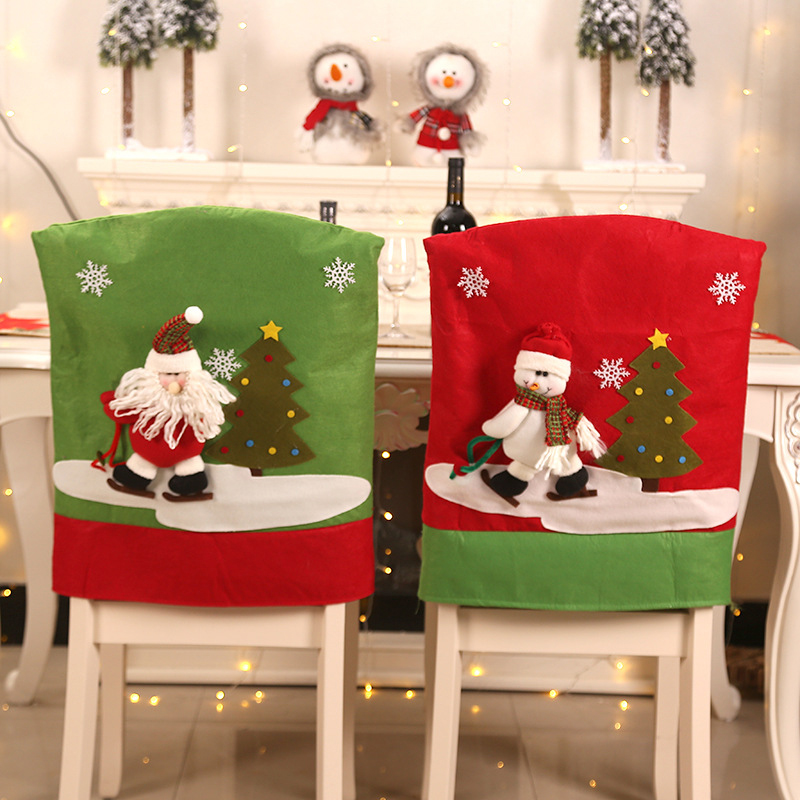 Christmas Dinner Table Decoration Restaurant Chair Cover New Year Decor Supplies Chair Back Covers Christmas Decoration For Home