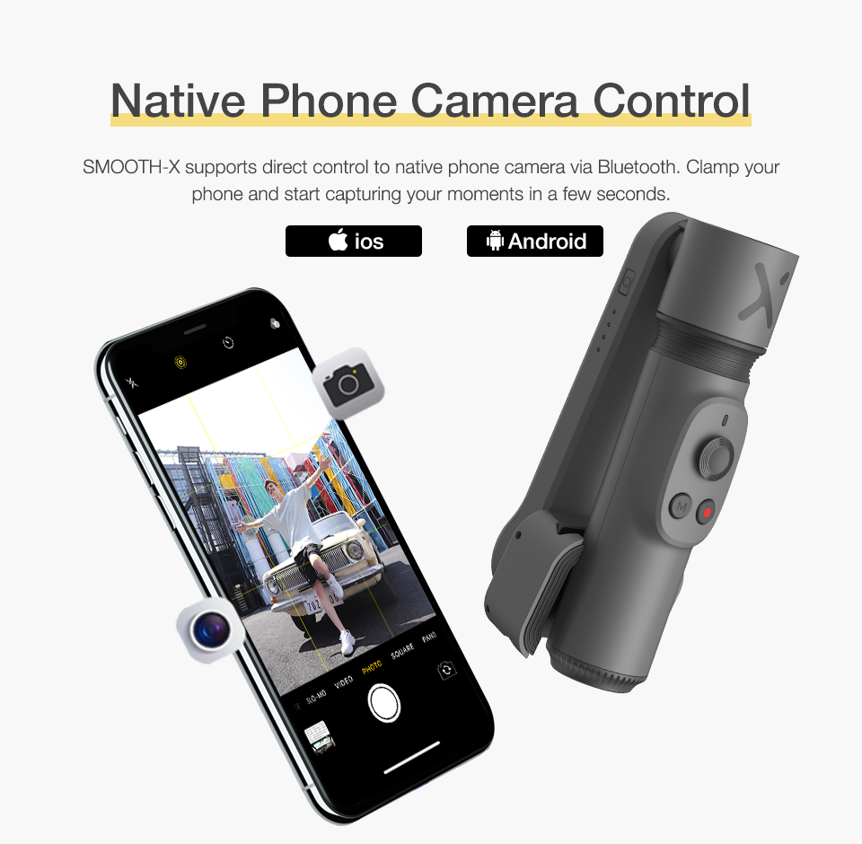 Used ZHIYUN SMOOTH X Phone Gimbals Selfie Stick Handheld Stabilizer Palo Smartphones for iPhone Huawei Xiaomi Redmi Samsung