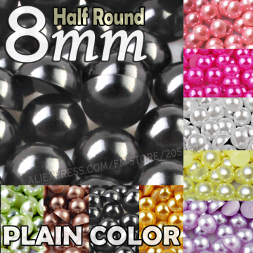 8mm 200pcs/lot Plain Colors white Half Round Pearls beads imitation ABS Flat Back pearl for glue DIY Nail Art fashion jewelry