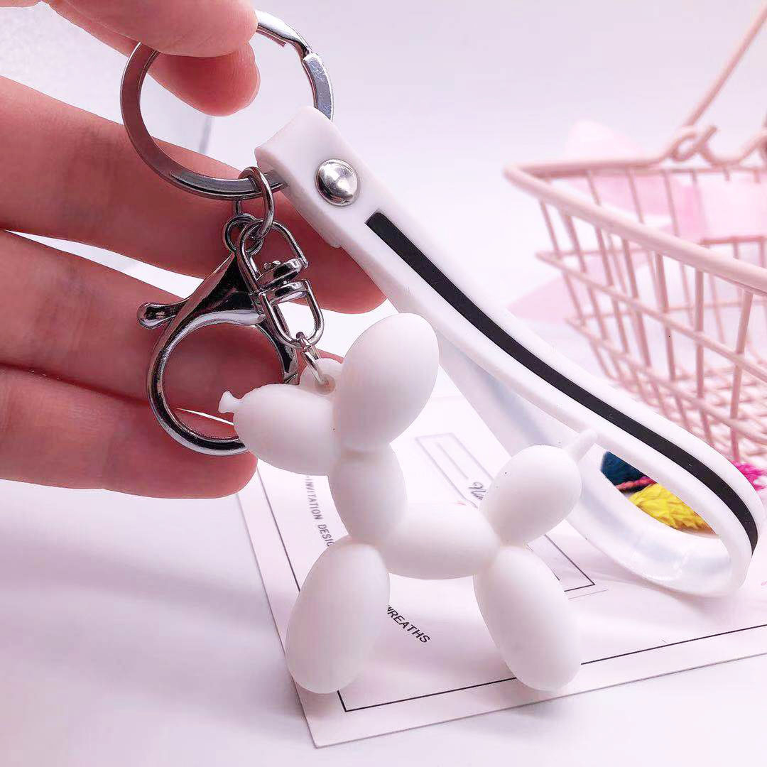 Cartoon Balloon Dog Keychain Colorful Soft Rubber PVC Lovely Dog Keychains For Women Key Chain Car Key Ring Bag Pendant Jewelry