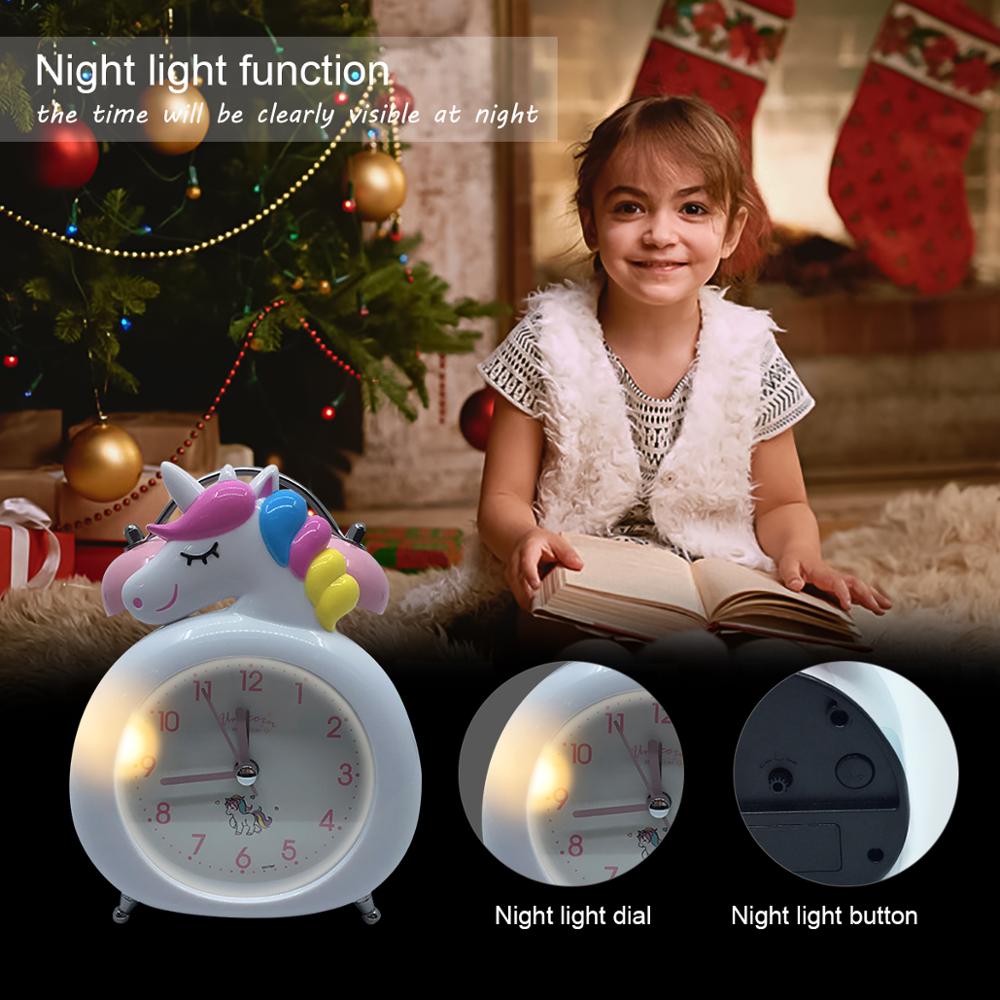 Children Cartoon Unicorn Alarm Clock будильник Bell Alarm Clock Desk Table Clock LED Digital Clocks Licorne Reveil Kids Gift