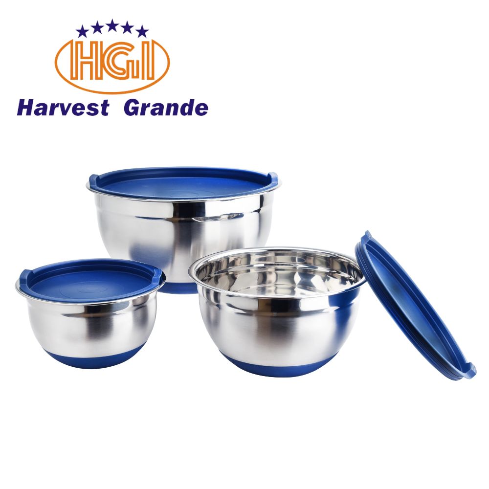 HGI Blue Stainless Steel Mixing Bowl With Lids