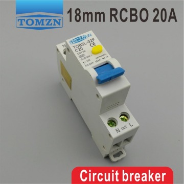 TOB3L-32F 18MM RCBO 20A 1P+N 6KA Residual current Circuit breaker with over current and Leakage protection