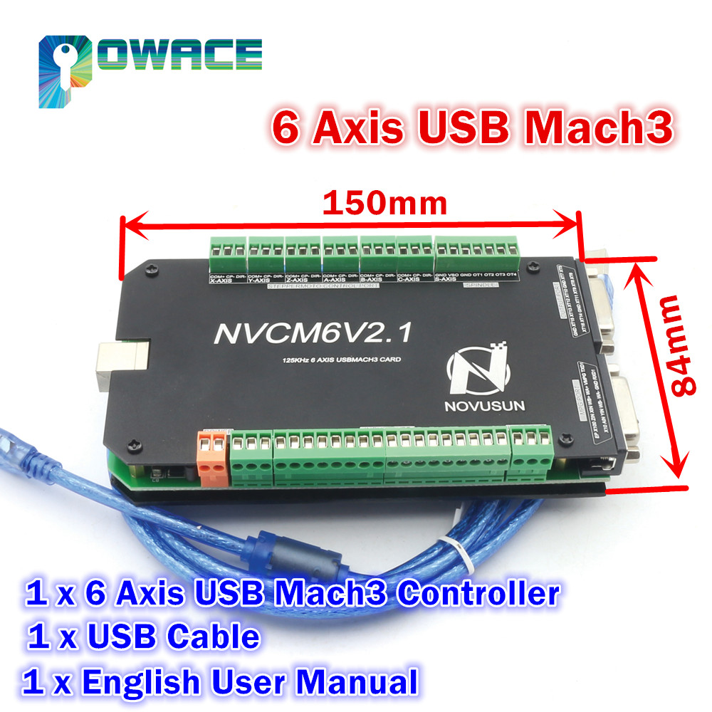 6 Axis NVCM Mach3 USB Port 125KHz Stepper Motor Control Card CNC Controller 12-32VDC