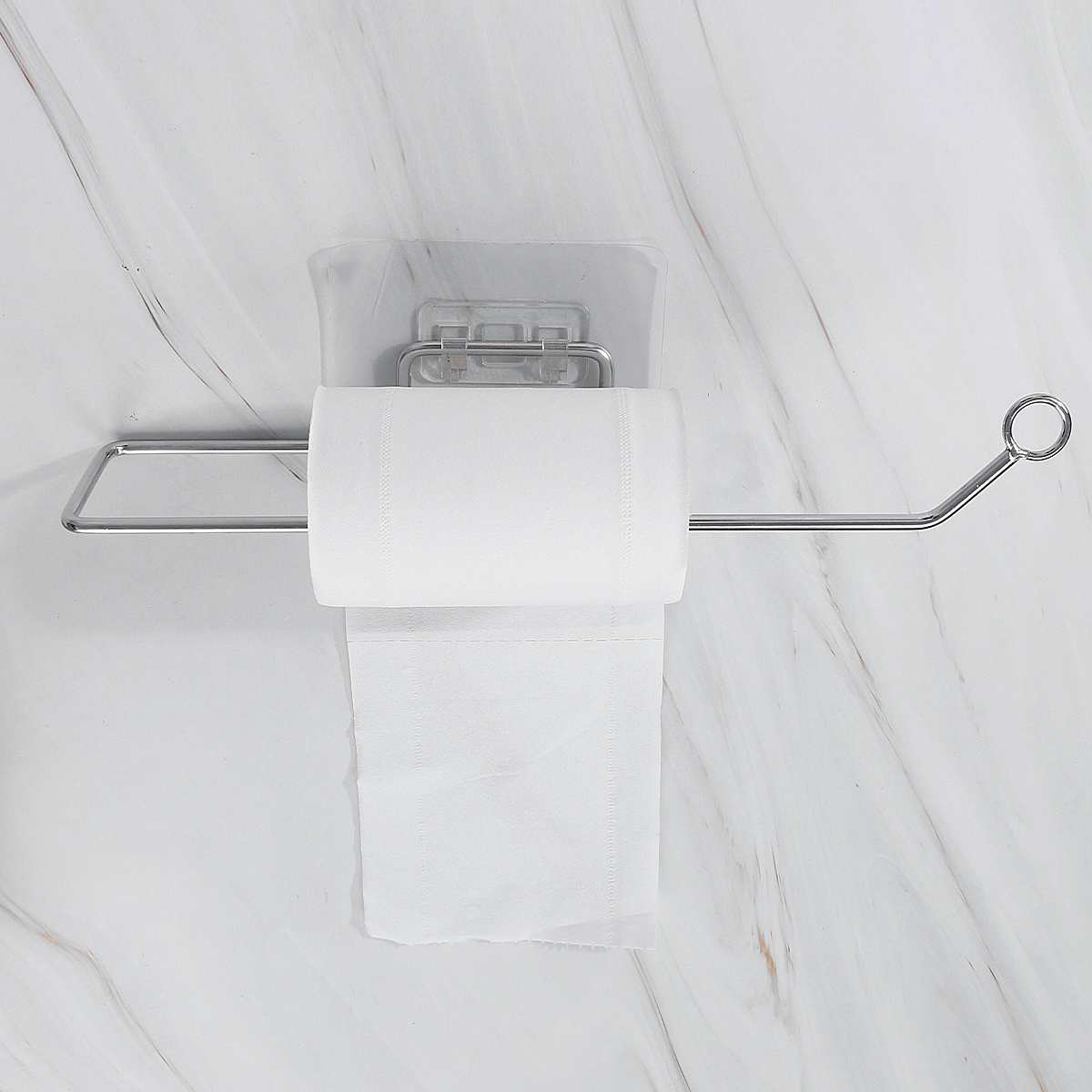 Toilet Kitchen Roll Paper Holder Stainless Steel Repeatedly Washable Stick Hooks Rack Bathroom Storage Accessories