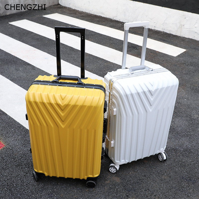 CHENGZHI Trolley suitcase aluminum frame/zipper 20"22"24"26"29inch retro ABS rolling luggage spinner wheels carry ons travel bag