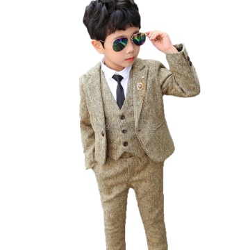 Flower Boys Wedding Suit Children Formal Tuxedo Blazer Vest pants Tie 4Pcs Clothing Set Kids Performance Party Dress Costume