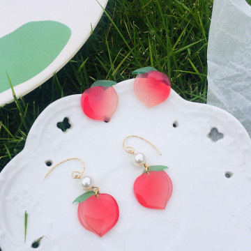 2020 New Cute Transparent Fruit Drop Earrings Lovely Peach Summer Holiday Earrings Unique Party Jewelry gifts