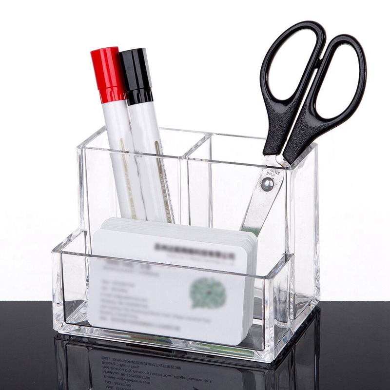 Pen Stand Business Card Holder Acrylic Case for Desk Accessory Storage Business Card Holder Office Desktop Storage