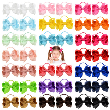 3.5 inch Grosgrain Ribbon Hair Bow Scrunchies Elastic Hair Rope Rubber Band Ponytail Holder Hair Bands Hairwear Hair Accessories