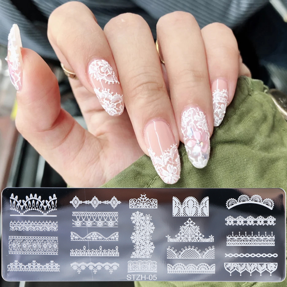 1pc Nail Art Stamping Plate Lace Flower Butterfly Geometry Nail Art Stamp Templates Manicure Printing Stencil Tool JISTZH01-12-3