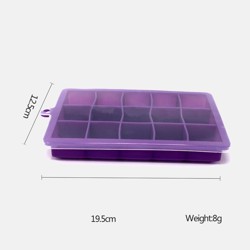 DIY Ice Cube Mold Square Shape Ice Cream Maker 15 Grid Food Grade Silicone Ice Tray Home with Lid Kitchen Bar Accessories