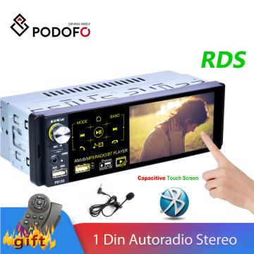 Podofo 1 Din Car Radio Autoradio Stereo Audio RDS Microphone 4.1 inch MP5 Video Player USB MP3 TF ISO In-dash Multimedia Player