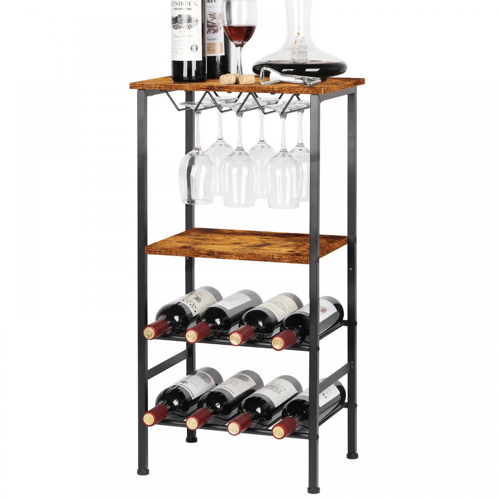 Floor Wine Bar Cabinet with Glass Holder Rack