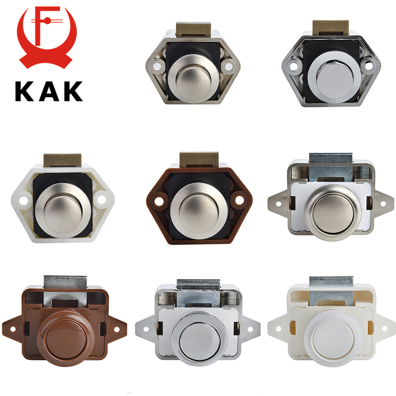 KAK 10pcs Camper Car Push Lock RV Caravan Boat Motor Home Cabinet Drawer Latch Button Locks Furniture Door Lock Hardware