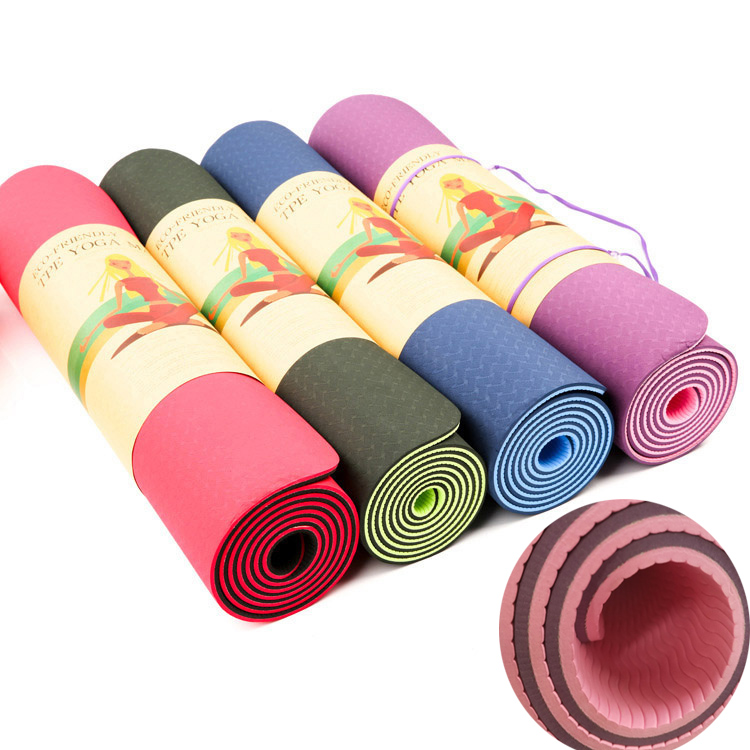 TPE Yoga Mat 6mm Double Sided Color Exercise Sports Mats For Gmy Fitness Gym Environmental Tasteless Pad