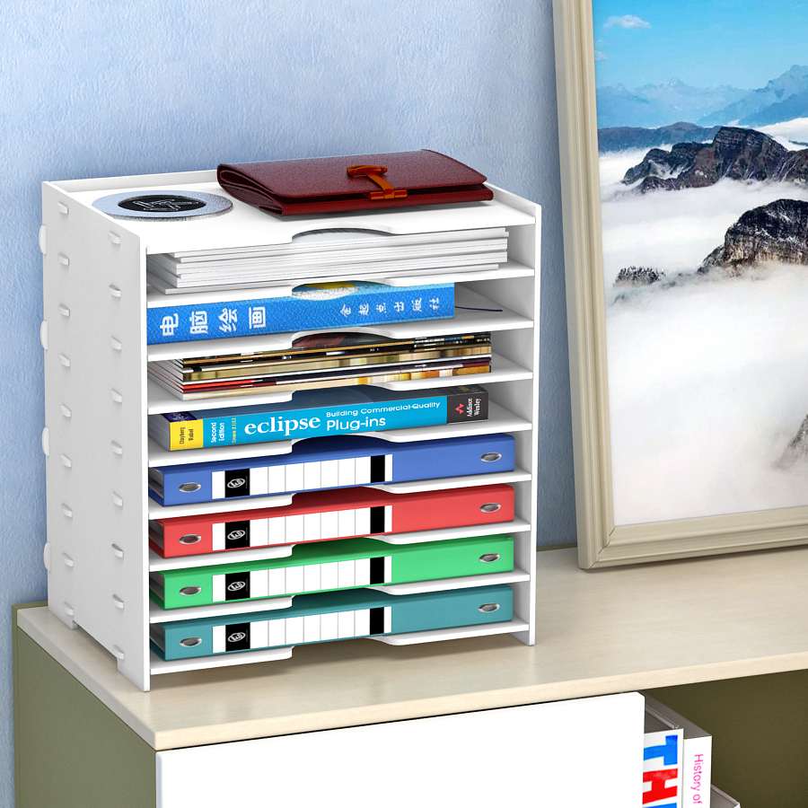 4/6/8 Tiers Office Desktop Organizer File Holder with Sliding Drawer File Holder Document Letter Tray Holder for Home Office