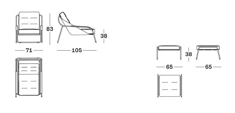 size_of_Zanotta_Maggiolina_lounge_chair