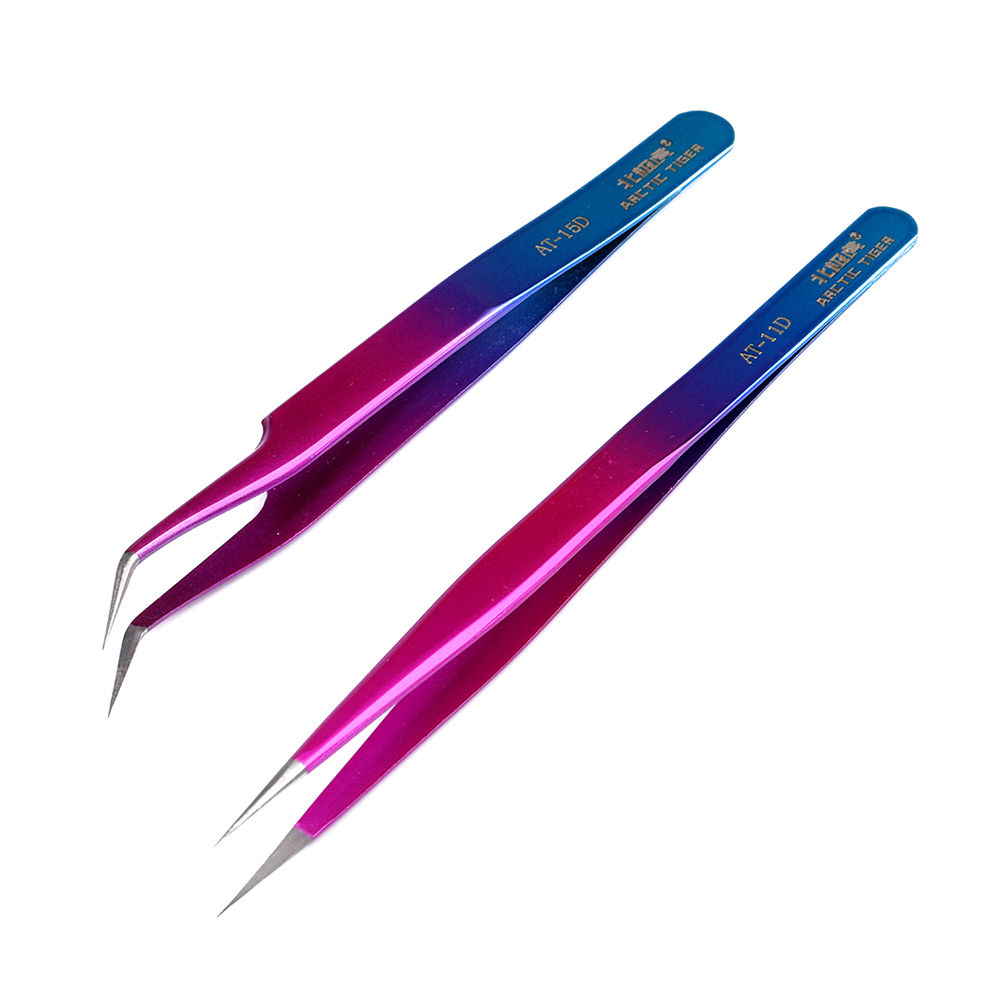 2pcs/lot Precision Tweezers Straight Curved Forceps Pinzas Stainless Steel Industrial Tweezers Electronic Repair Tools