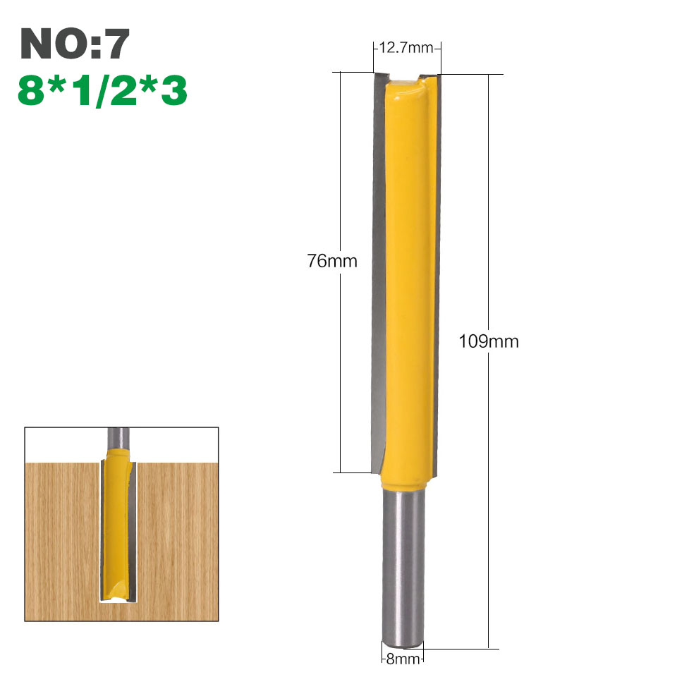 1 pc8mm Shank Extra long 3" Blade 8mm" Cutting Dia. Straight Router Bit Woodworking cutter Tenon Cutter for Woodworking