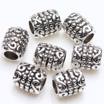 50 100Pcs Carved Loose Spacer Tube Metal Beads For Jewelry Making DIY Bracelet Necklace Accessories Tibetan Silver Color 6*5mm