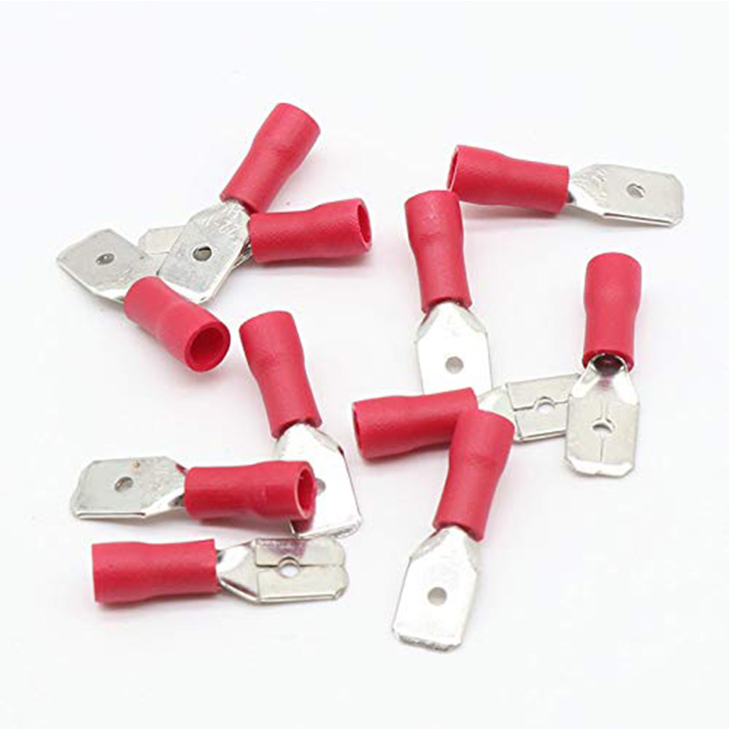 100pcs FDD 1.25-250 MDD 6.3mm Red Blue Female Male Spade insulation wire Electrical Crimp Terminal Connectors Wiring Cable Plug