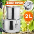 2L Home DIY Distiller Moonshine Alcohol Stainless Copper Alcohol Whisky Water Wine Essential Oil Brewing Kit
