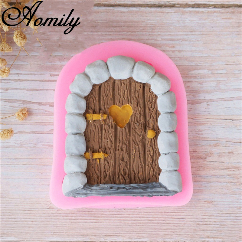 Aomily Stone Door Shape Fondant Cake Molds Castle Cake Decorating Jelly Sugar Craft Chocolate Moulds Pastry Tools Bakery Tools