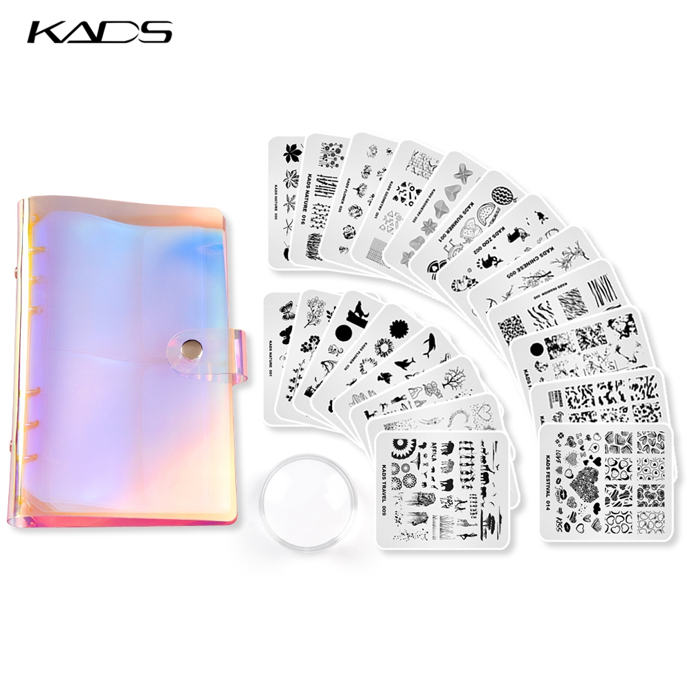 KADS Nail Stamping Plates Set Nail Art Templates Plate Holder Stamper Scraper Flower Lace Geometry Image DIY Print Stencil Tool