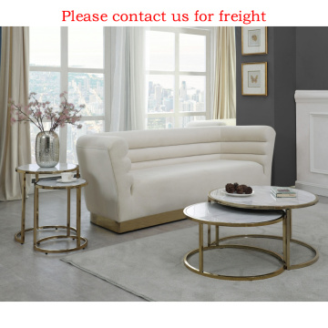 Industrial Furniture Modern Design Luxury Vintage End Table Wooden Marble Sticker Centre Tea Coffee Table Set for Living Room
