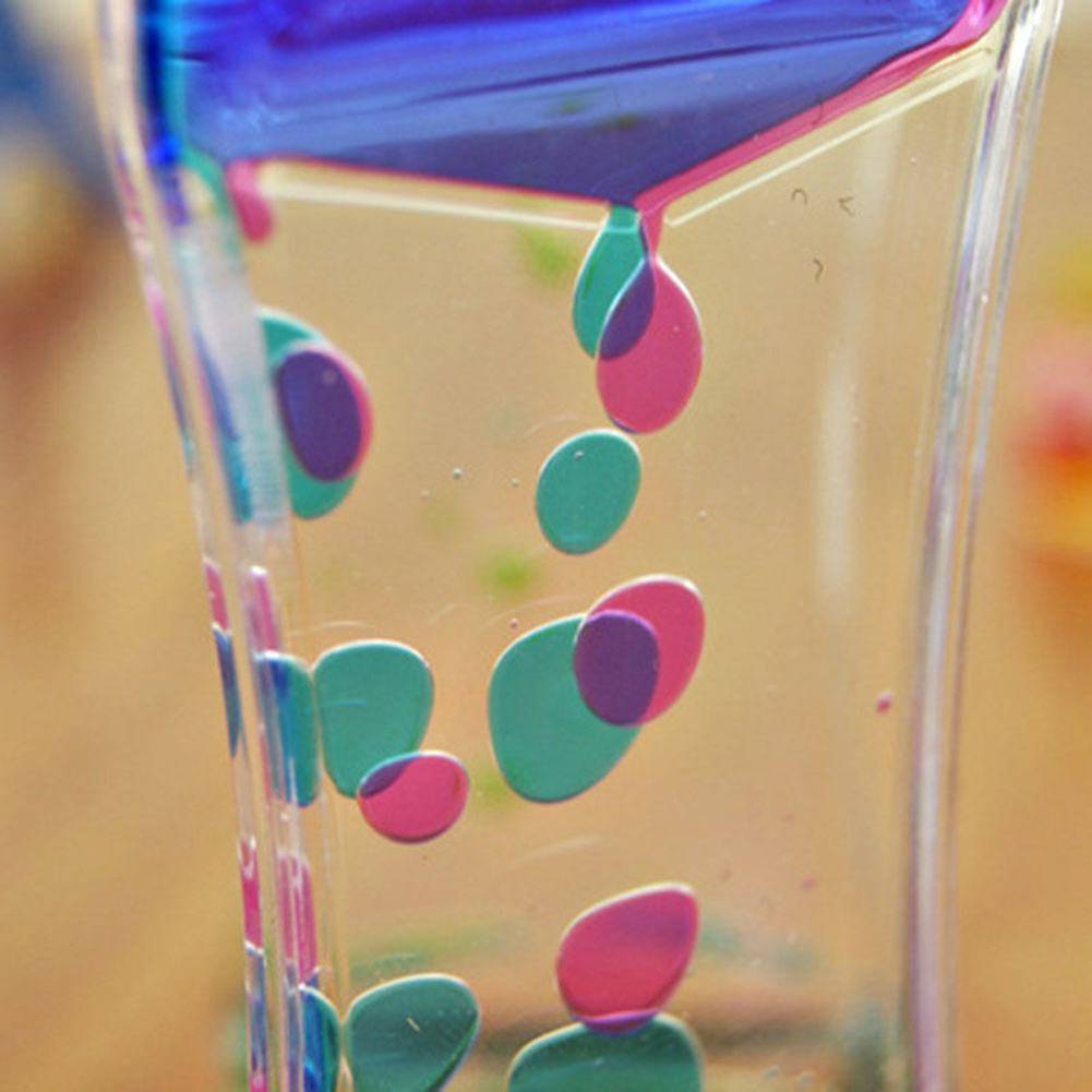 Double Colors Oil Hourglass Liquid Floating Motion Bubbles Timer Desk Decors