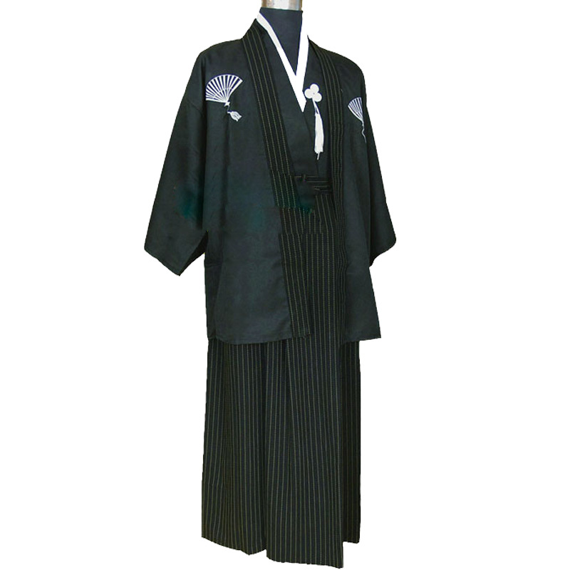 Men Traditional Japanese Kimono Samurai Clothing with Obi Traditional Yukata Haori Halloween Costume Stage National Clothing 90
