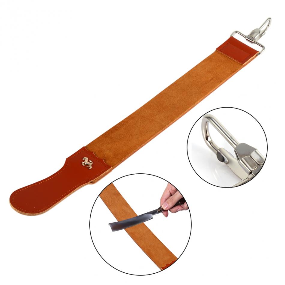 EECOO Genuine Leather Strop Strap Barber Straight Razor Folding Knife Knives Sharpening Shave Sharpener Sharpening Belt