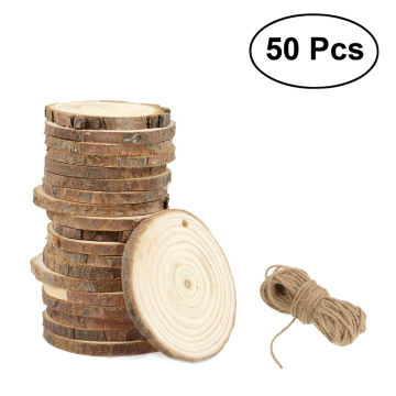 50pcs 5-6cm Wood Log Slices With Hole DIY Crafts Unfinished Wooden Discs Craft Wood Pieces Hanging Tags Party Wedding Decoration