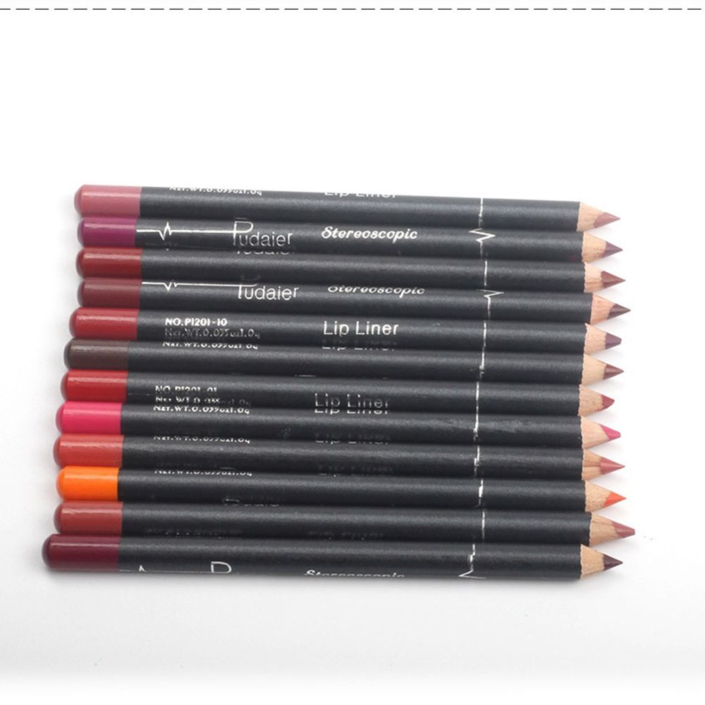 Fashion 12pcs/Set Women Waterproof Lip Liner Pencil Long Lasting Lipliner Makeup Tools Natural Easy to Wear Cosmetic Lipliner