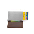 Zovyvol 2020 Genuine Leather Rfid Anti-Theft Credit Card Holder Aluminum Box Slim Clutch Pop-Up Smart Wallet For Business Men