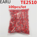100PCS E Tube TE2510 Type Double Pipe Insulated Twin Cord Cold-press Terminal Block Connector Needle End Multicolor 2X2.5 mm2
