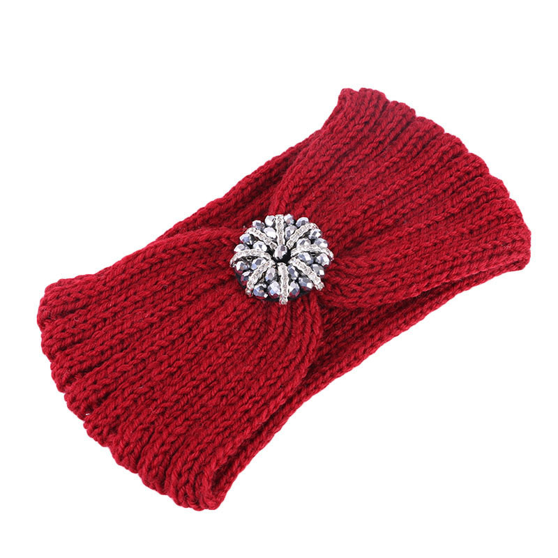 Winter Girls Winter Knitting Turban Headband Metal Flower Hairband Knit Hair Accessories Hair Jewelry