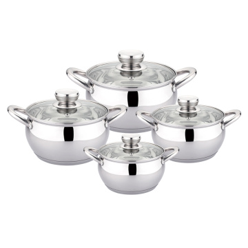 8PCS Stainless Steel Cookware Set 16 18 20 24cm Casserole Induction Pot All Stovetop