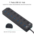 USB Hub 3.0 High Speed 4 / 7 Port USB 3.0 Hub Splitter On/Off Switch with US/EU Power Adapter for MacBook xiaomi Laptop PC