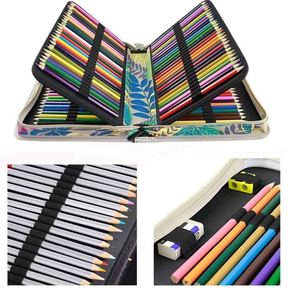 Creative Floral 160 Slot Oxford Cloth School Pencils Case Large Capacity Pencil Bag For Colored Pencil Gel Pen Case Art Supplies