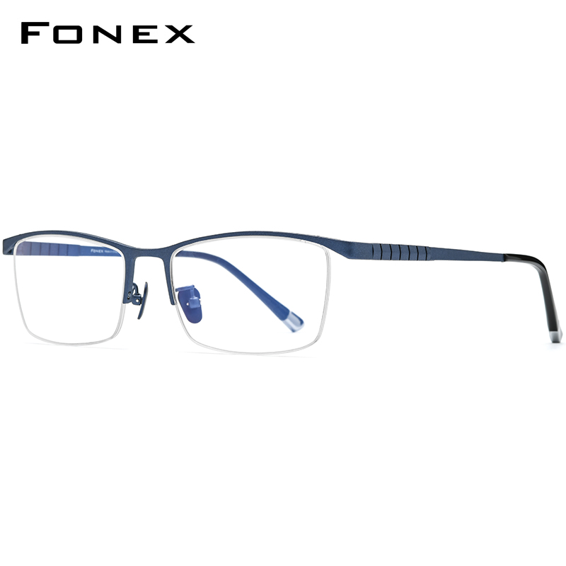 FONEX Pure Titanium Glasses Frame Men Square Eyewear 2020 New Male Half Optical Myopia Prescription Eyeglasses Frames 85640