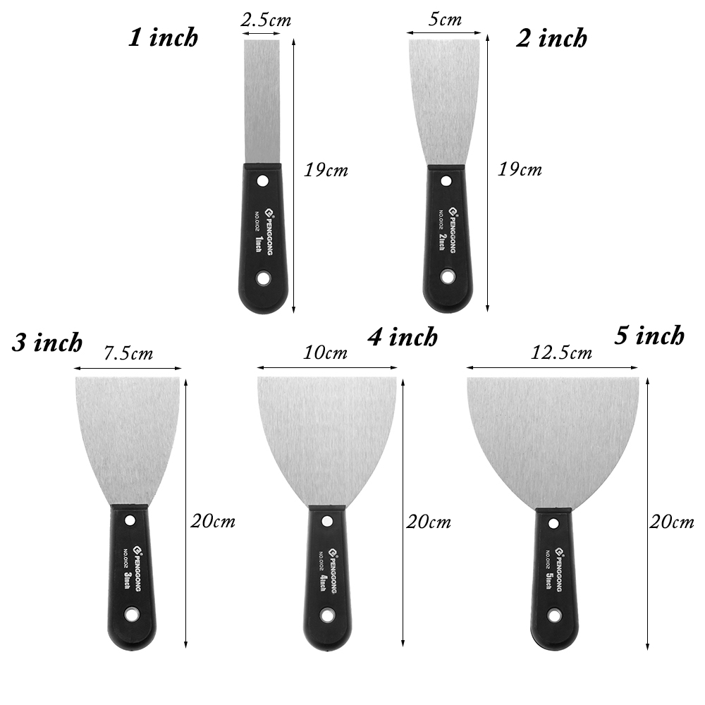 1/2/3/4/5inch Stainless Steel Putty Knife Paint Tool Plaster Shovel Filling Spatula Tang Scraper Wood Handle Wall Decoration Con