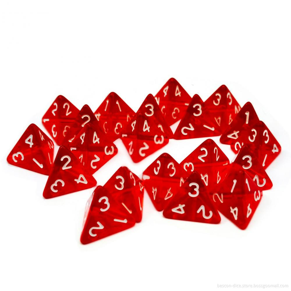 Bescon Standard Sized Transparent Red D4 Dice 20pcs Healing Potion Bottle, 20pcs D4 Health Potion Dungeons and Dragons Accessory