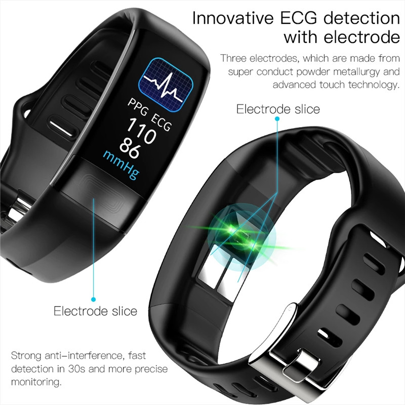 P11 Plus ECG+PPG Smart Bracelet Blood Pressure Heart Rate Monitor Band Fitness Tracker Pedometer Waterproof Sport Smartband