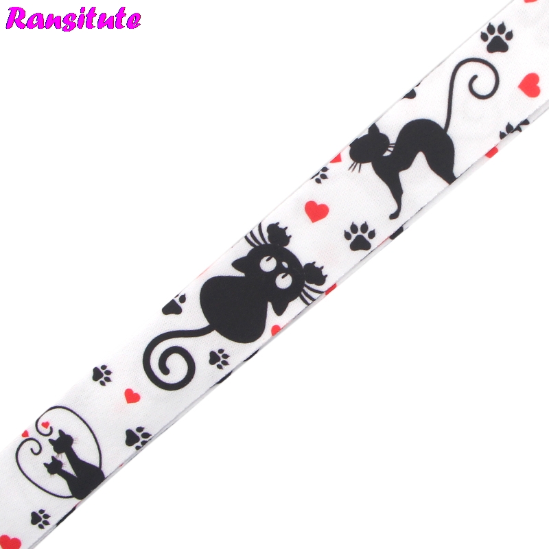 Ransitute R500 Cute Cat Lanyard Neck Strap For Keys ID Card Mobile Phone Straps Badge Holder DIY Hang Rope Neckband Accessories