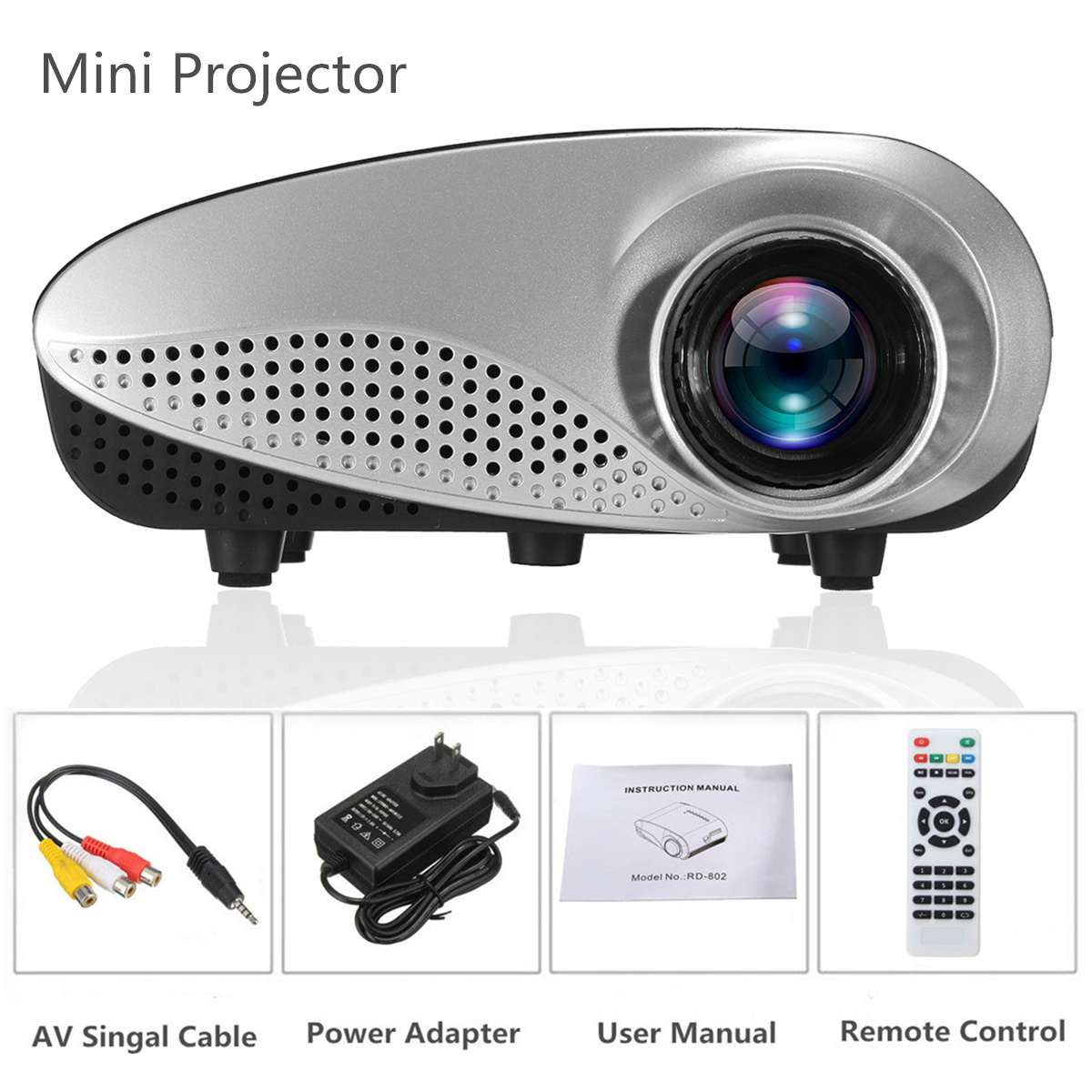 Portable Mini Projector HD USB Audio Children Home Theater LED Multimedia Wired Projector Home Cinema Media Video Playe