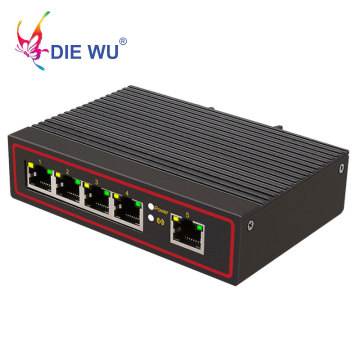 DIEWU 5 Port Industrial Ethernet Network Switch 10/100m Signal Strengthen DIN Rail Type