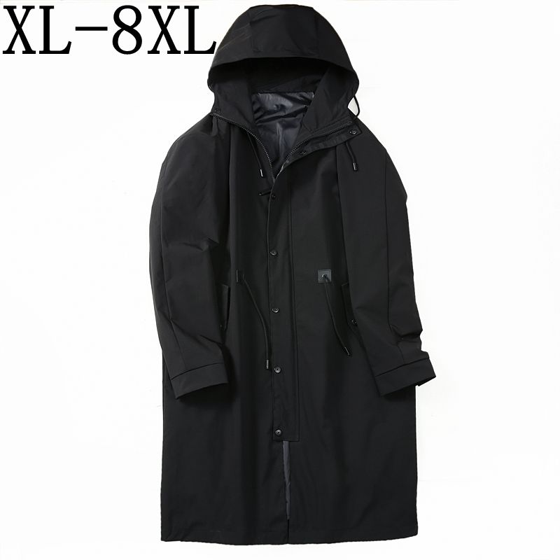Size 8XL 7XL 6XL 2020 New Mens Overcoat Casual Autumn Winter Hooded Coat Windbreaker Fashion Long Trench Coat Mens Long Jacket