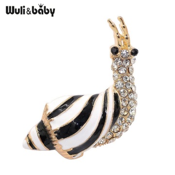 Wuli&baby Enamel Snail Brooches Women Alloy Rhinestone Lovely Snail Animal Casual Party Brooch Pins Gifts